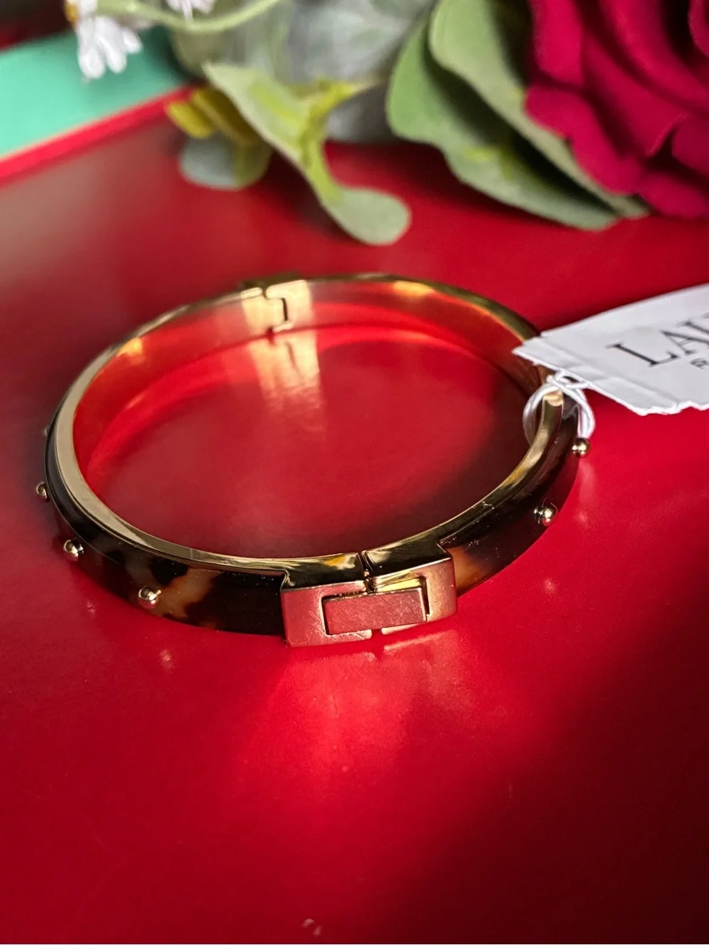 Ralph Lauren Gold-Tortoiseshell Stud Accent Bracelet